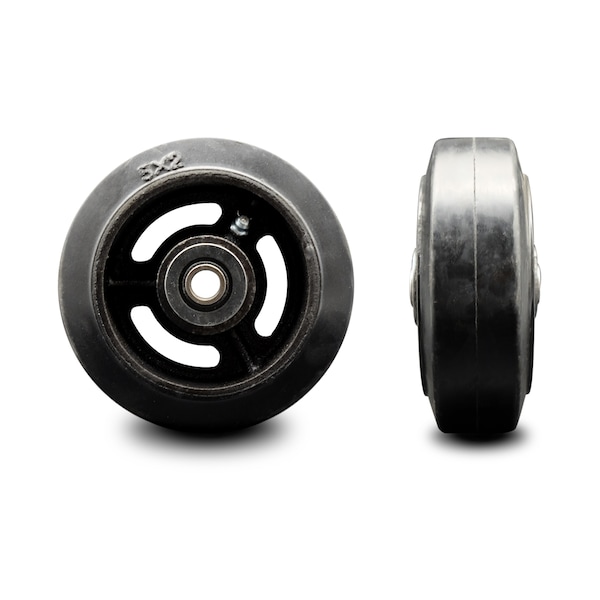 SCC - 5" Rubber on Cast Iron Wheel Only w/Roller Bearing-1/2" Bore-450 lbs Cpty